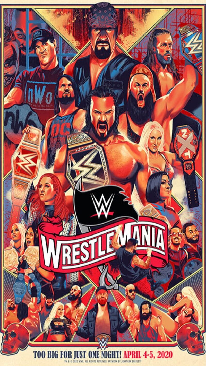 800x1422 4320x900px, 4K free download. WWE Wrestlemania, aj styles, bayley, becky lynch, brawn strowman, bray wyatt, HD phone wallpaper