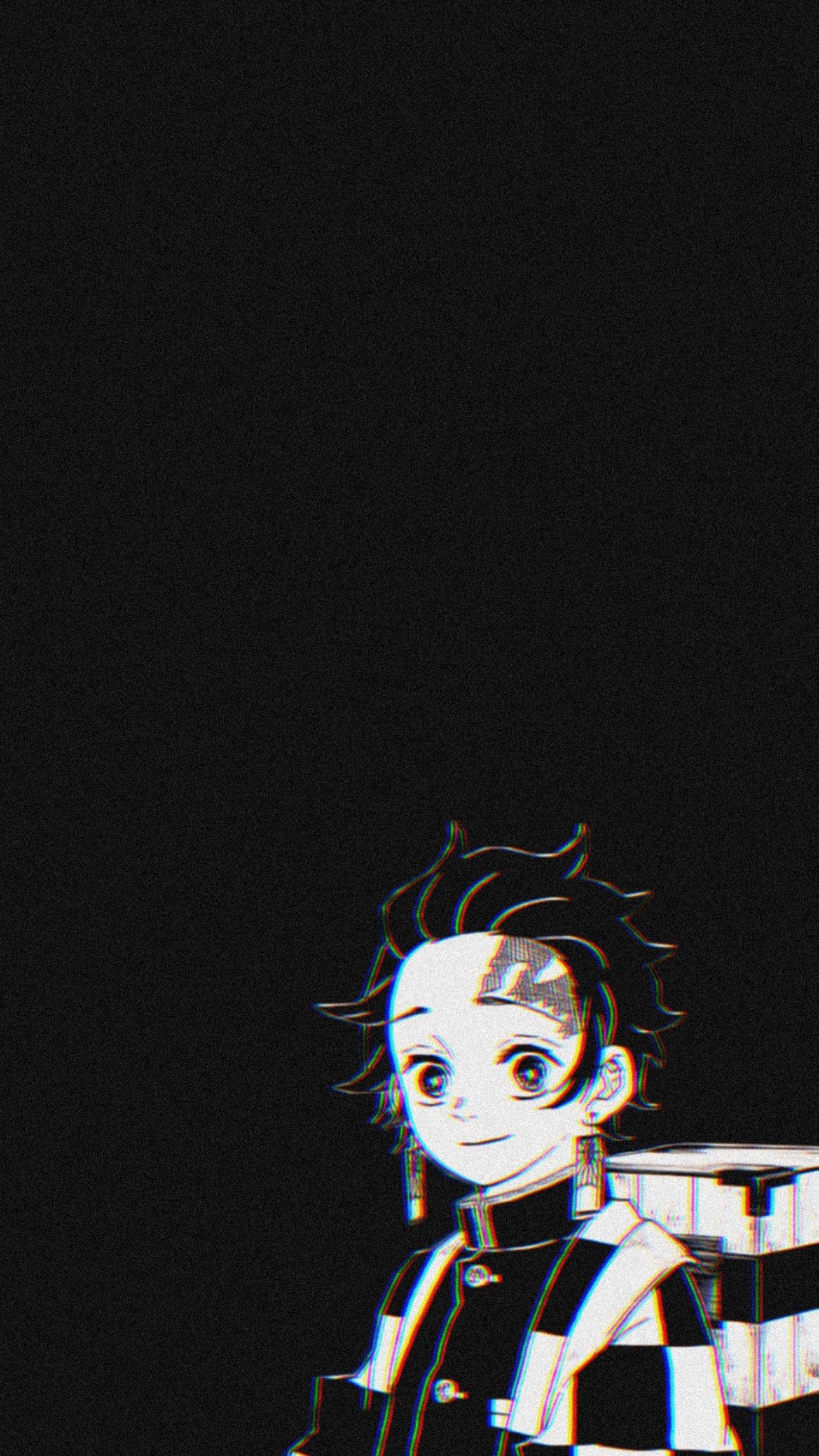 1288x2289 Tanjiro Black Wallpaper