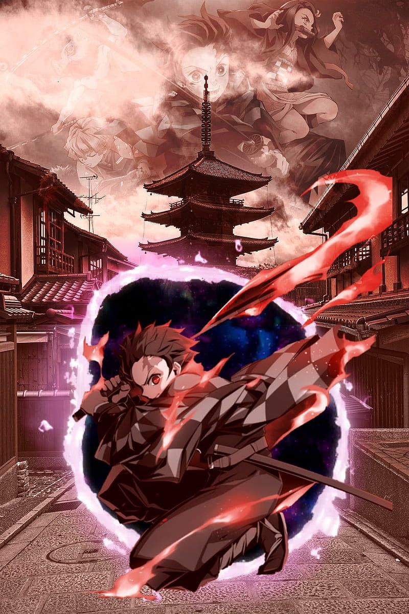 800x1200 Demon Slayer tanjiro, anime, black, demon slayer, iphone, manga, HD phone wallpaper