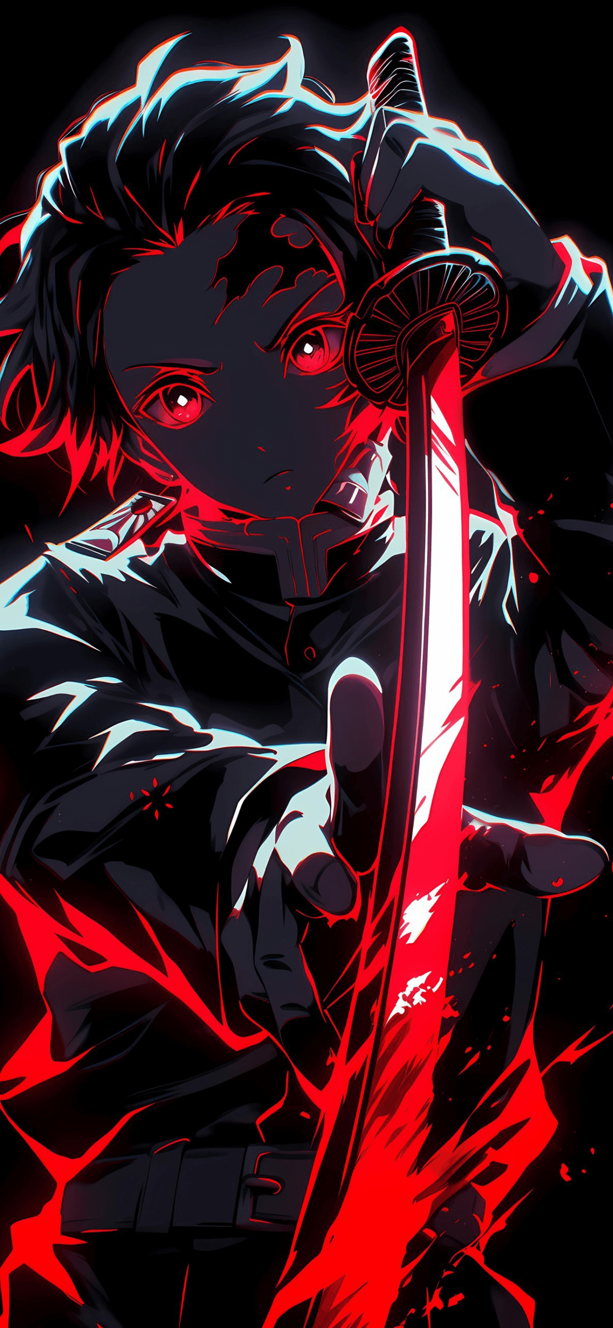 1242x2688 Tanjiro Kamado Wallpaper 4K, AMOLED, Red aesthetic, 5K