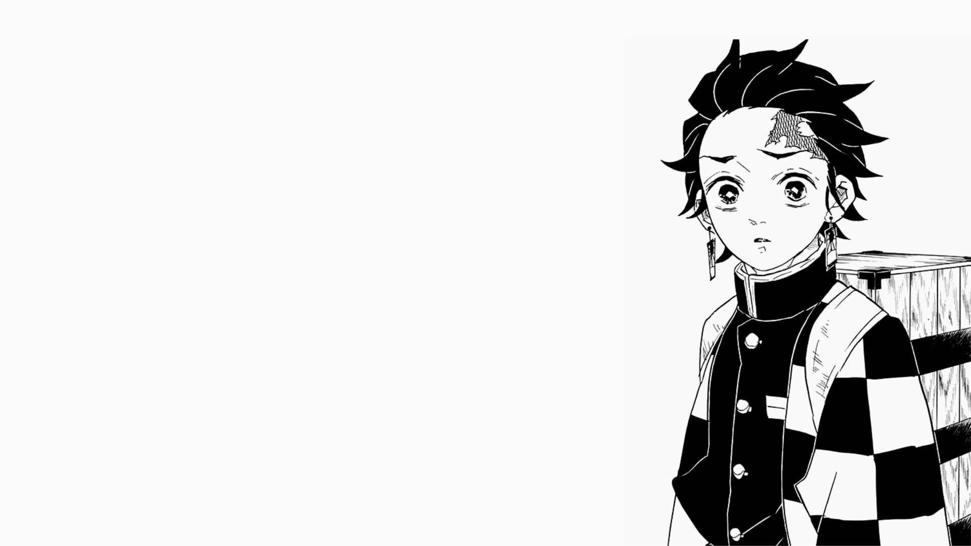 1920x1080 Download Demon Slayer Black And White Tanjiro Kamado Wallpaper