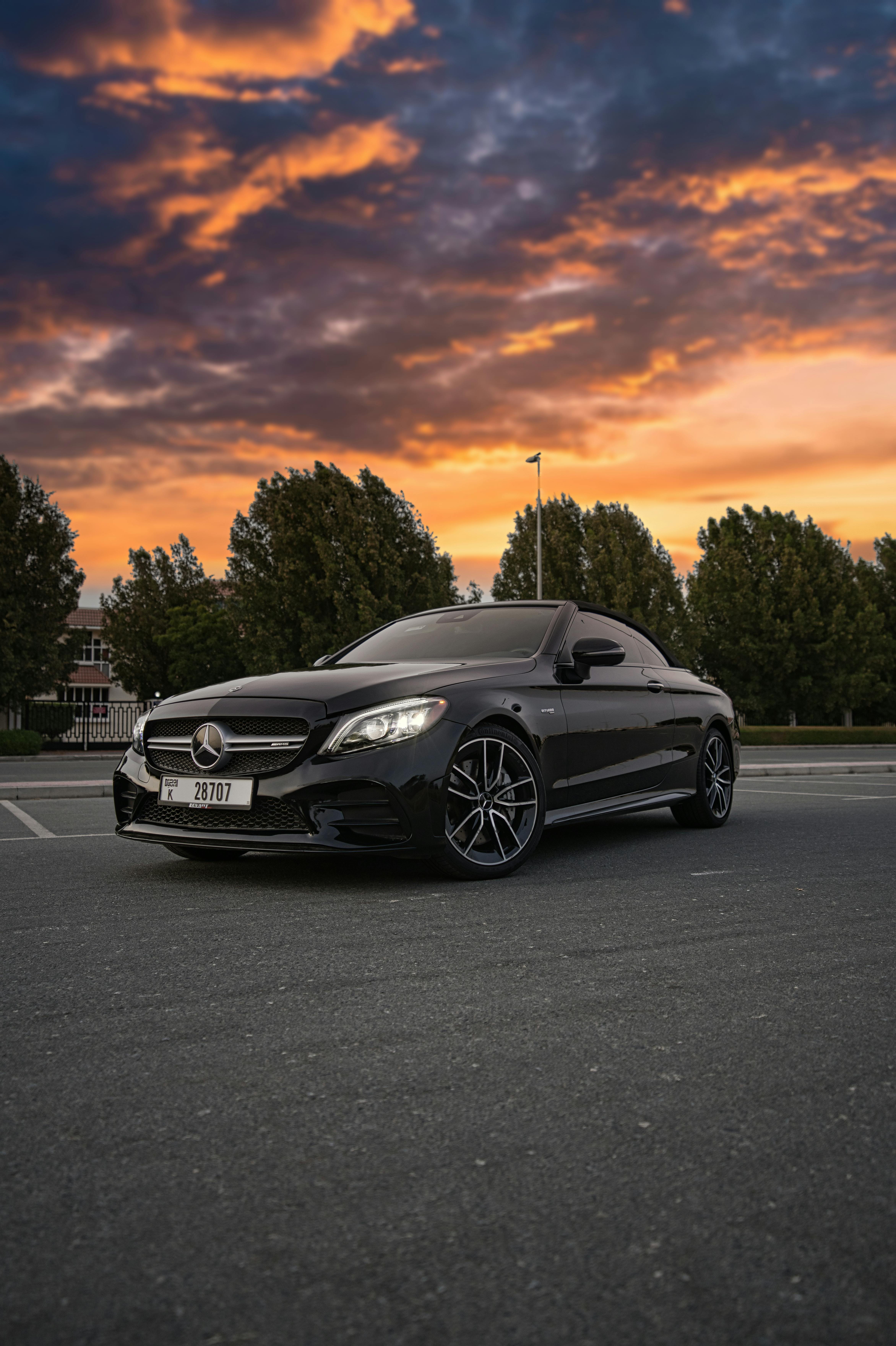 4688x7040 Black Mercedes Benz Classe C Coupe Car Parked On Road During Sunset · Free