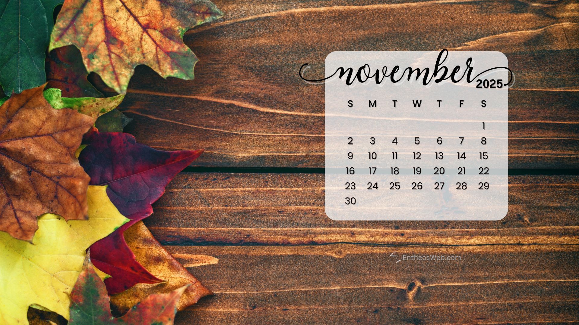 1920x1080 November 2025 Calendar Desktop Wallpaper Background