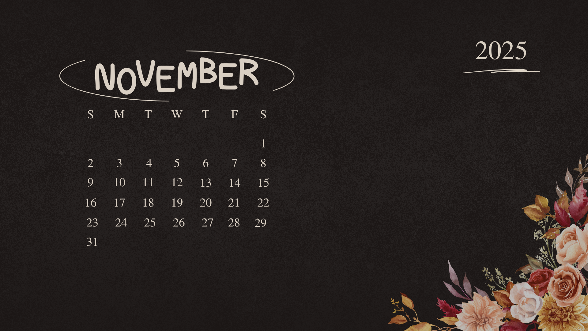 1920x1080 Free November 2025 Desktop Calendar Background (EASY DOWNLOAD)