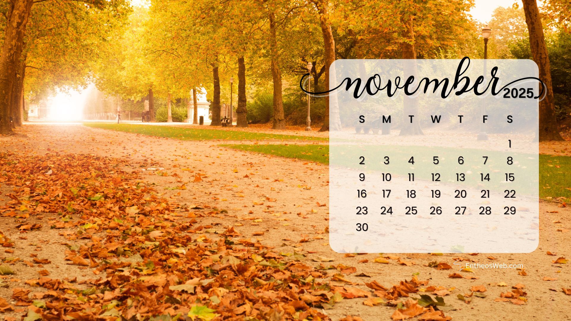 1920x1080 November 2025 Calendar Desktop Wallpaper Background