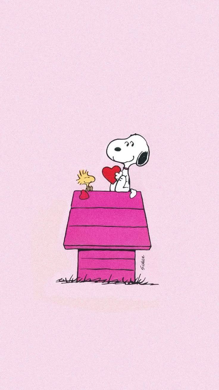 736x1308 pink snoopy aesthetic iphone background lockscreen wallpaper valentine's day charlie brown love