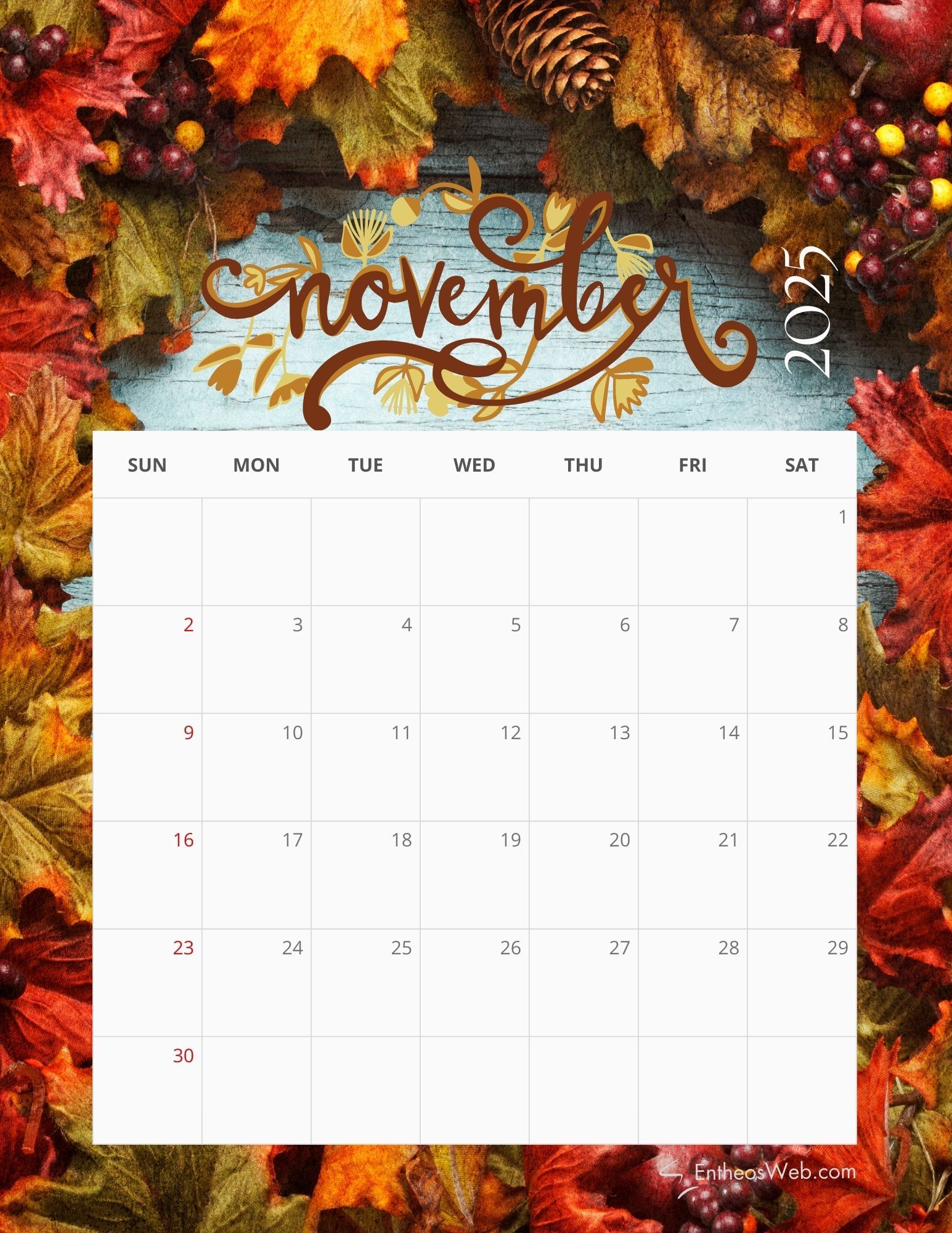 1545x2000 November 2025 Calendar Free Printables