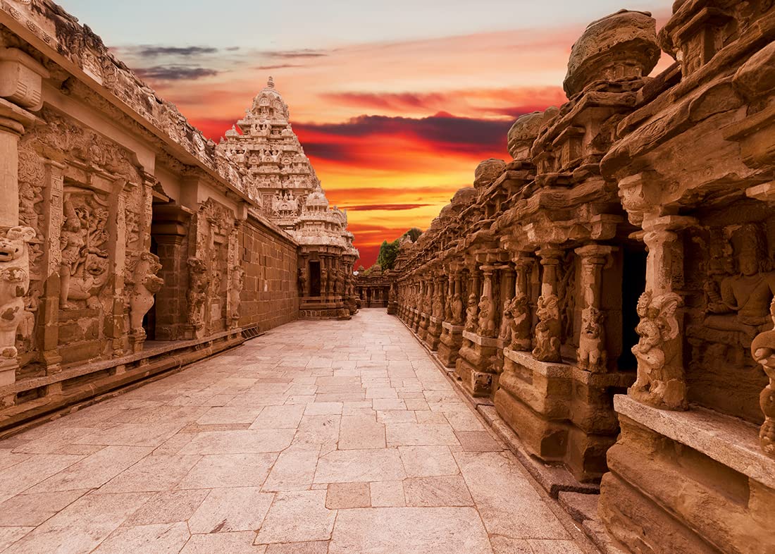 1100x786 Loccor Fabric 7x5ft Indian Kailasanath Temple Backdrop India Kanchipuram Oldest Temple at Sunset Sky Landscape Photography Background Indian Landmark Religious Travel Portrait Photo Props Wallpaper : Buy Online at Best Price in