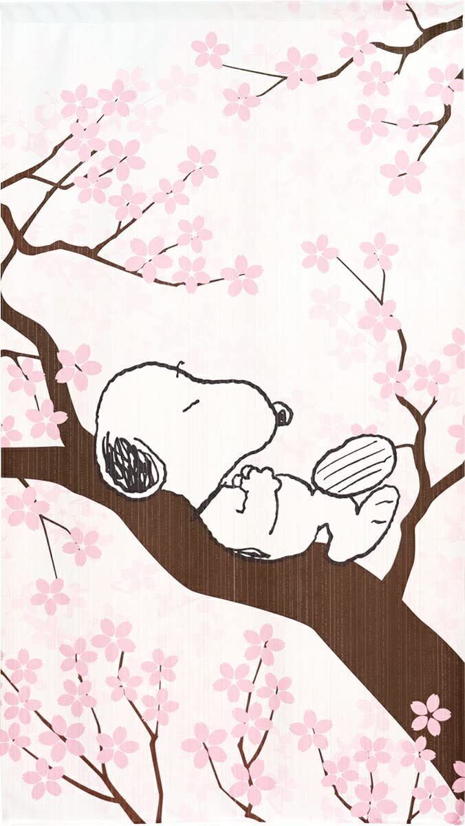 676x1200 NOREN PEANUTS SNOOPY Sakura Spring 150x85cm Door Curtain Cherry Blossoms Japan