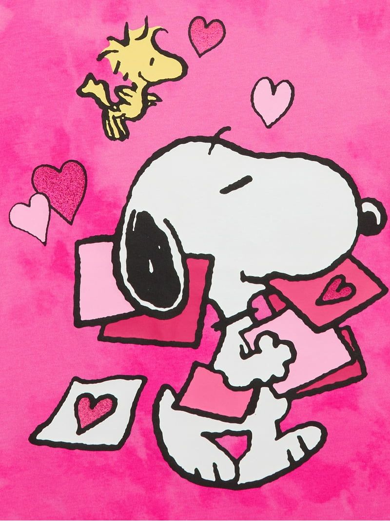 800x1067 Snoopy Girls Valentine's Day Short Sleeve Graphic Tee, Sizes 4 16
