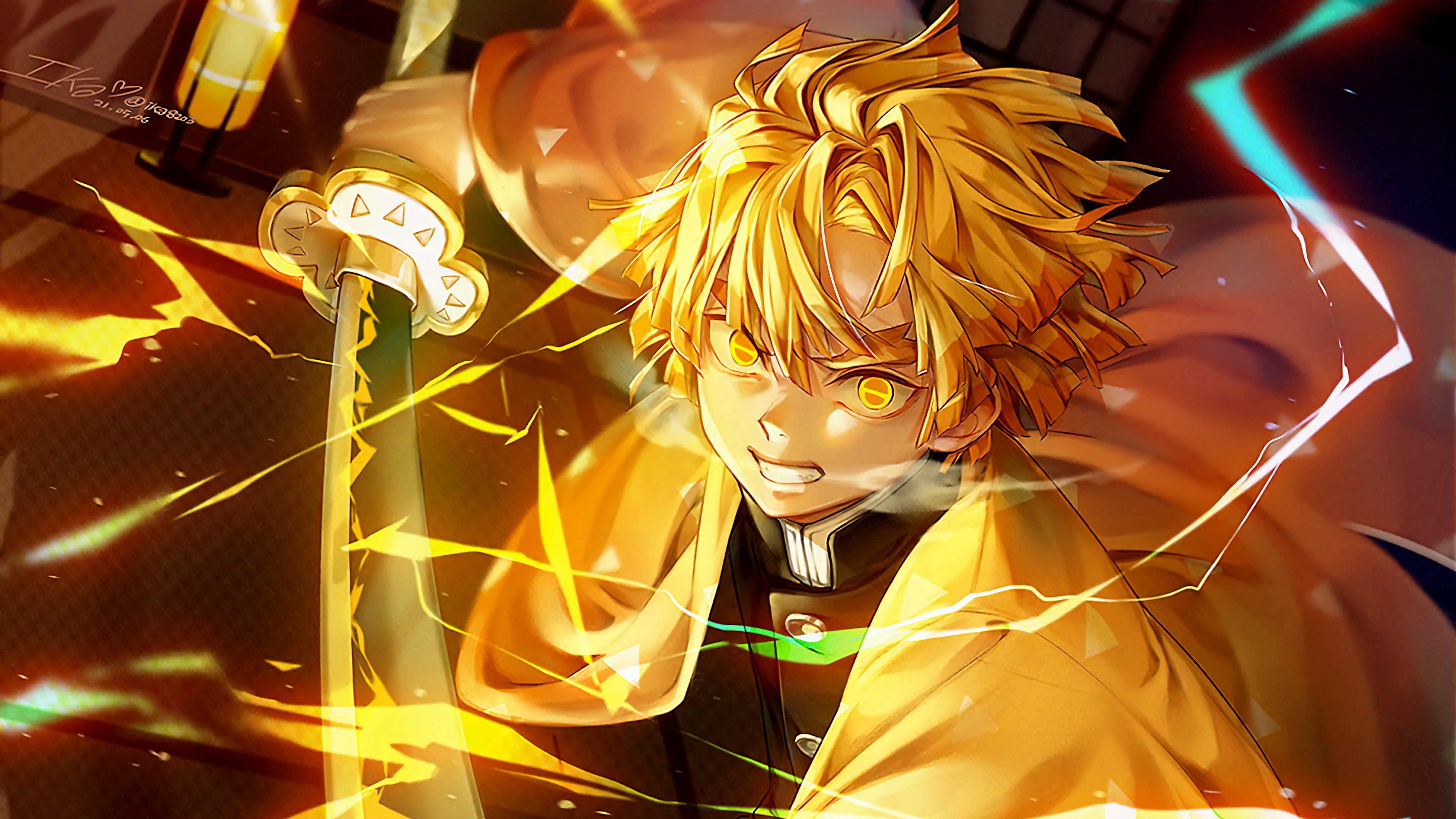 3840x2160 Zenitsu Agatsuma from Demon Slayer Anime Wallpaper 4K for Desktop