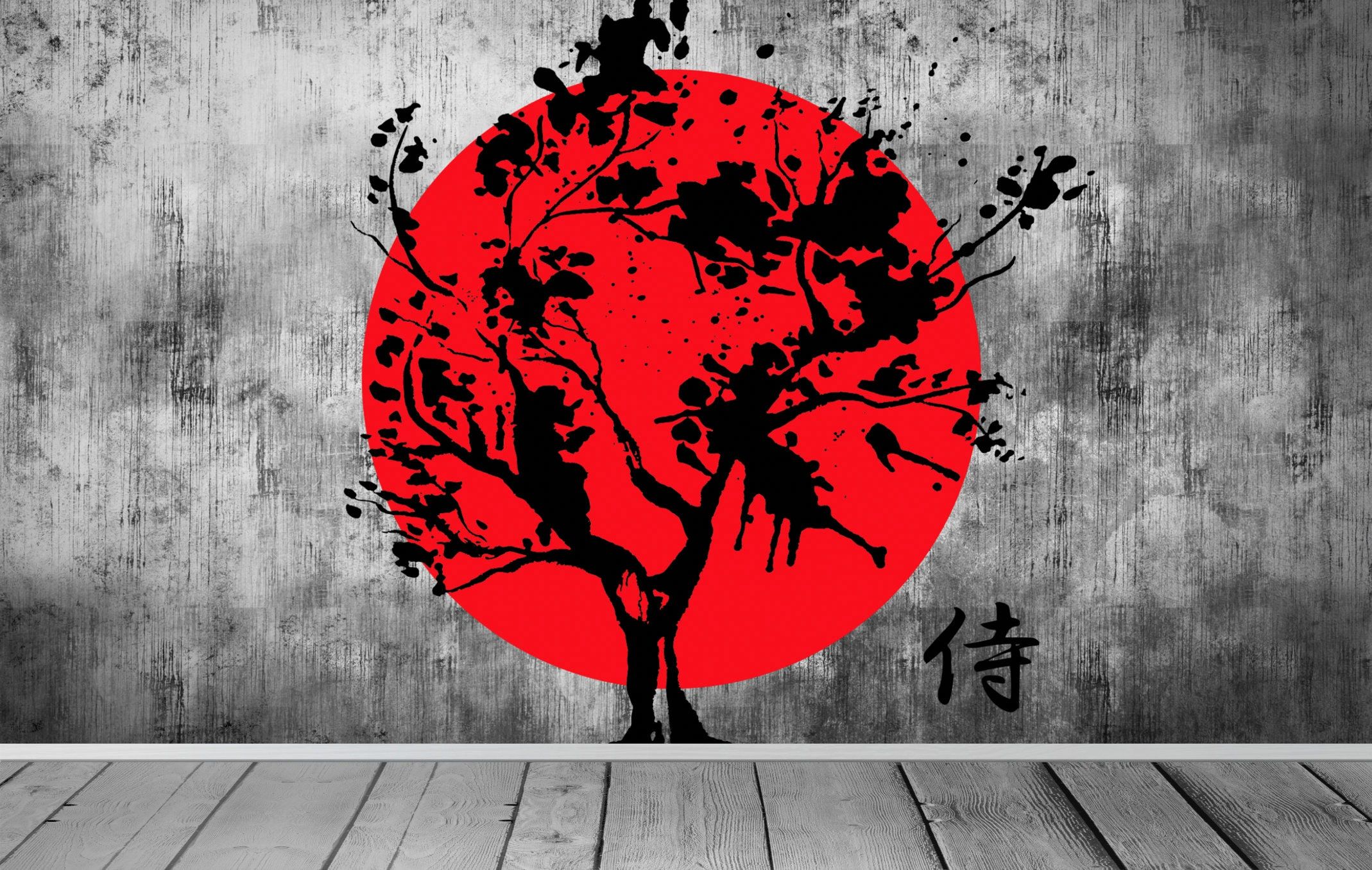 2138x1356 Japan flag Japanese Style Modern Wallpaper Blossom Tree Mural Bedroom Lounge Any Room Feature Wall Mural Decor Fit With Wallpaper Paste