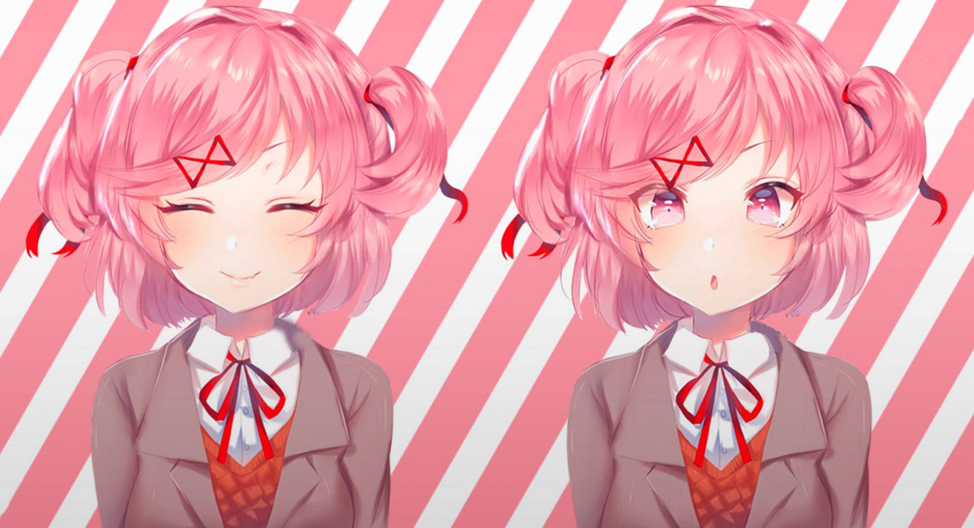 1920x1041 Download Striped Natsuki Art Doki Doki Literature Club Wallpaper