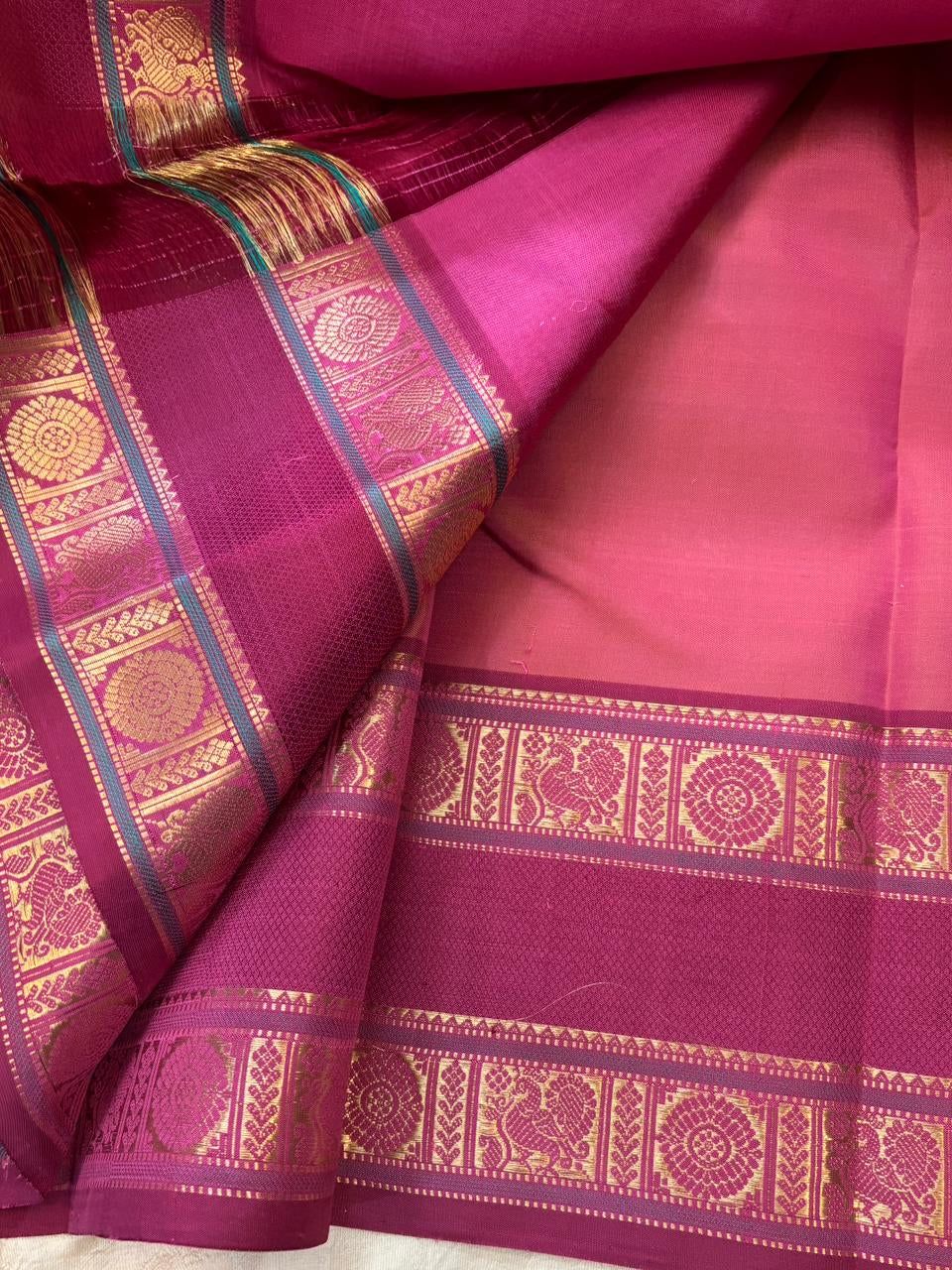 960x1280 Pinkish red rettapet border/ special edition kanjipuram silk