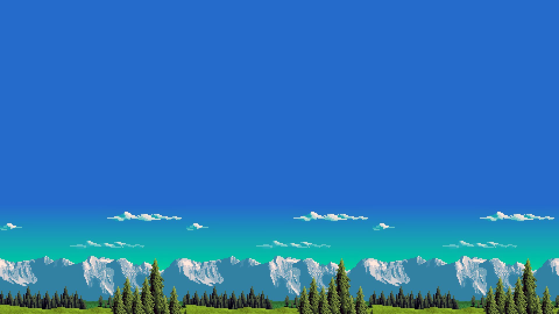 1920x1080 Phone wallpaper: Pixel Art, Sky, Artistic, Landscape, Mountain 1035819