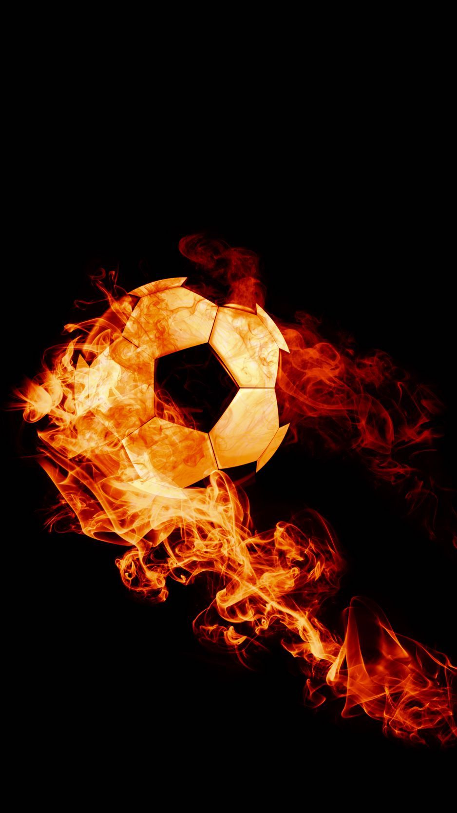 938x1668 Download Wallpaper 938x1668 Ball, Fire, Football, Dark Background, Flame Iphone 8 7 6s 6 For Parallax HD Background
