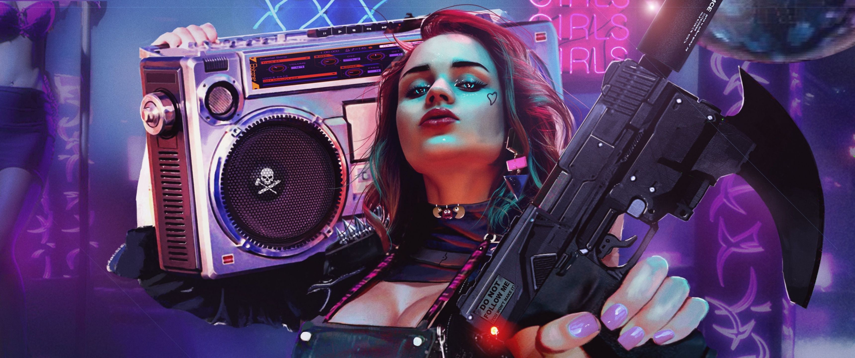 3440x1440 Cyberpunk girl Wallpaper 4K, 2020 Games, Cyberpunk Neon