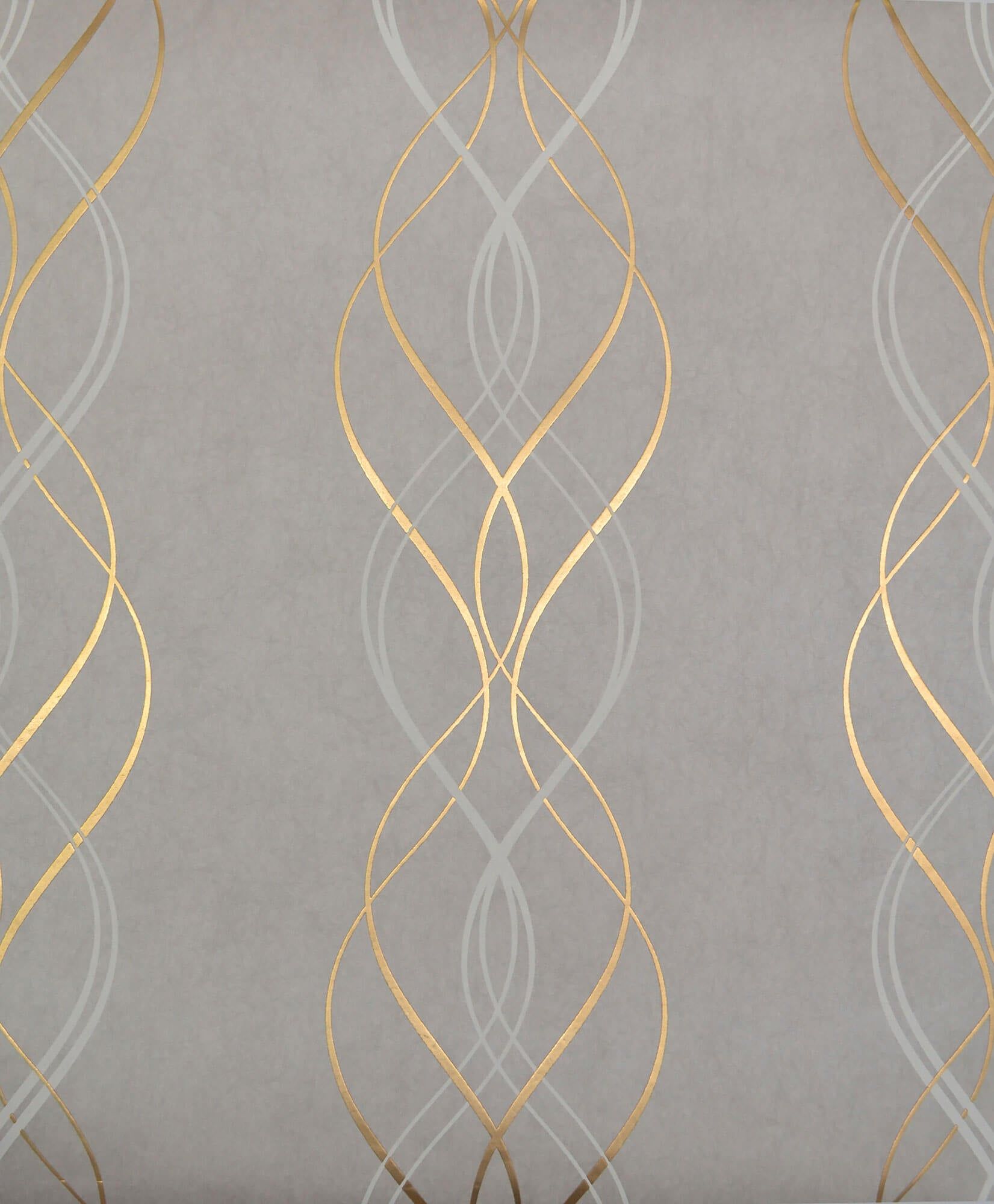 1651x2000 York NW3550 Aurora Grey & Gold Wallpaper