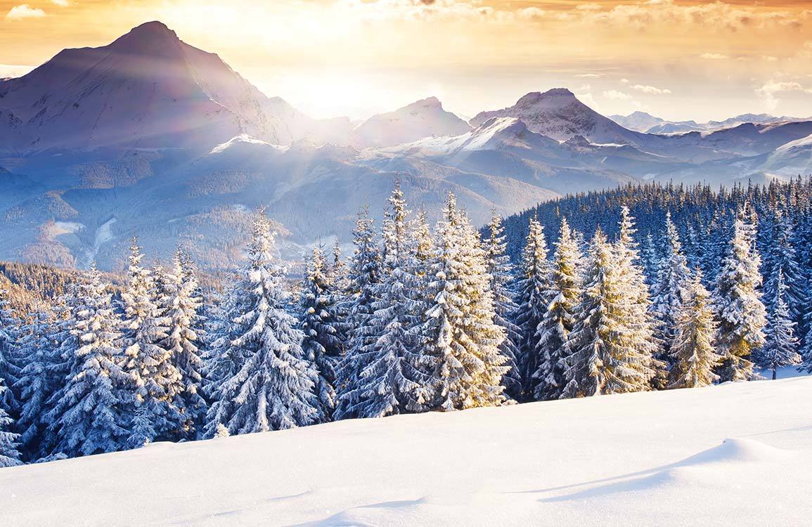 1155x750 Majestic Snowy Mountain Landscape Mural Wallpaper Wonderland Scene