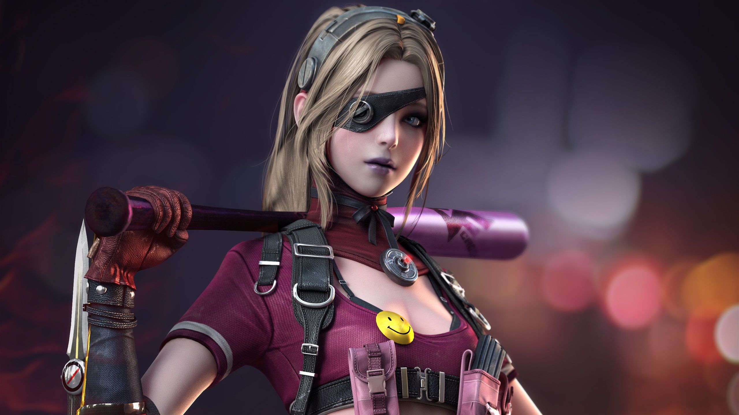2560x1440 Wallpaper Beautiful blonde girl, eyepatch, warrior, game 3840x2160 UHD 4K Picture, Image