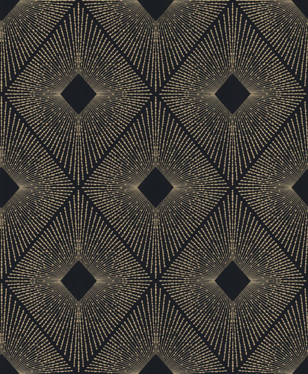 991x1200 York Wallcoverings NW3593 Modern Metals Harlowe Wallpaper Black Gold