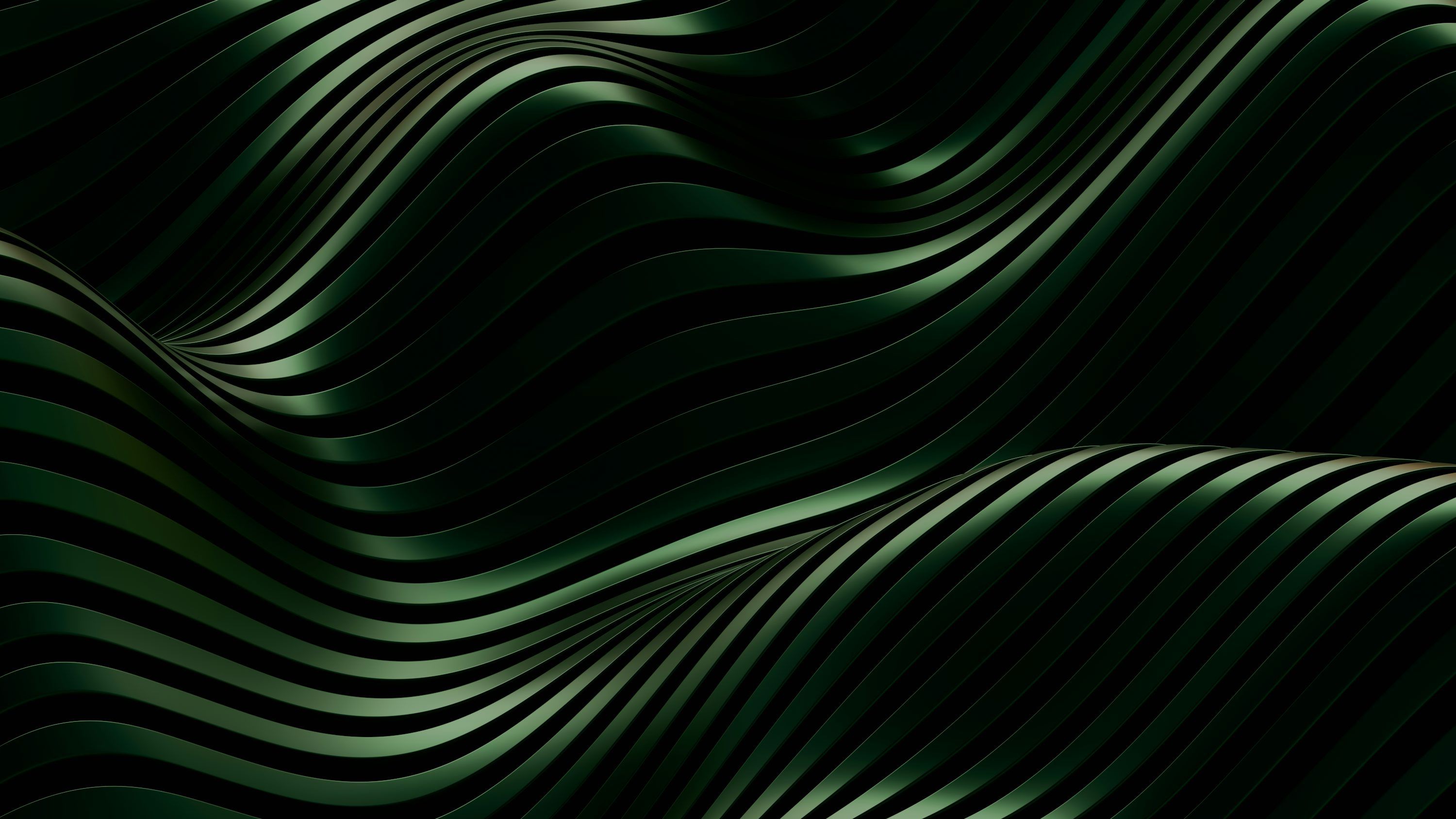 3000x1688 An abstract green background with wavy lines photo