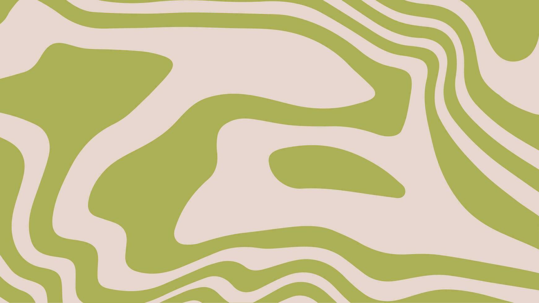 1742x980 Cool Groovy Liquid Abstract Background. Trendy Trippy Wavy Texture. Funky Retro Wallpaper. Simple Vector Design In Pale Green And Beige Color. Aesthetic Horizontal Backdrop In 60s 70s Style