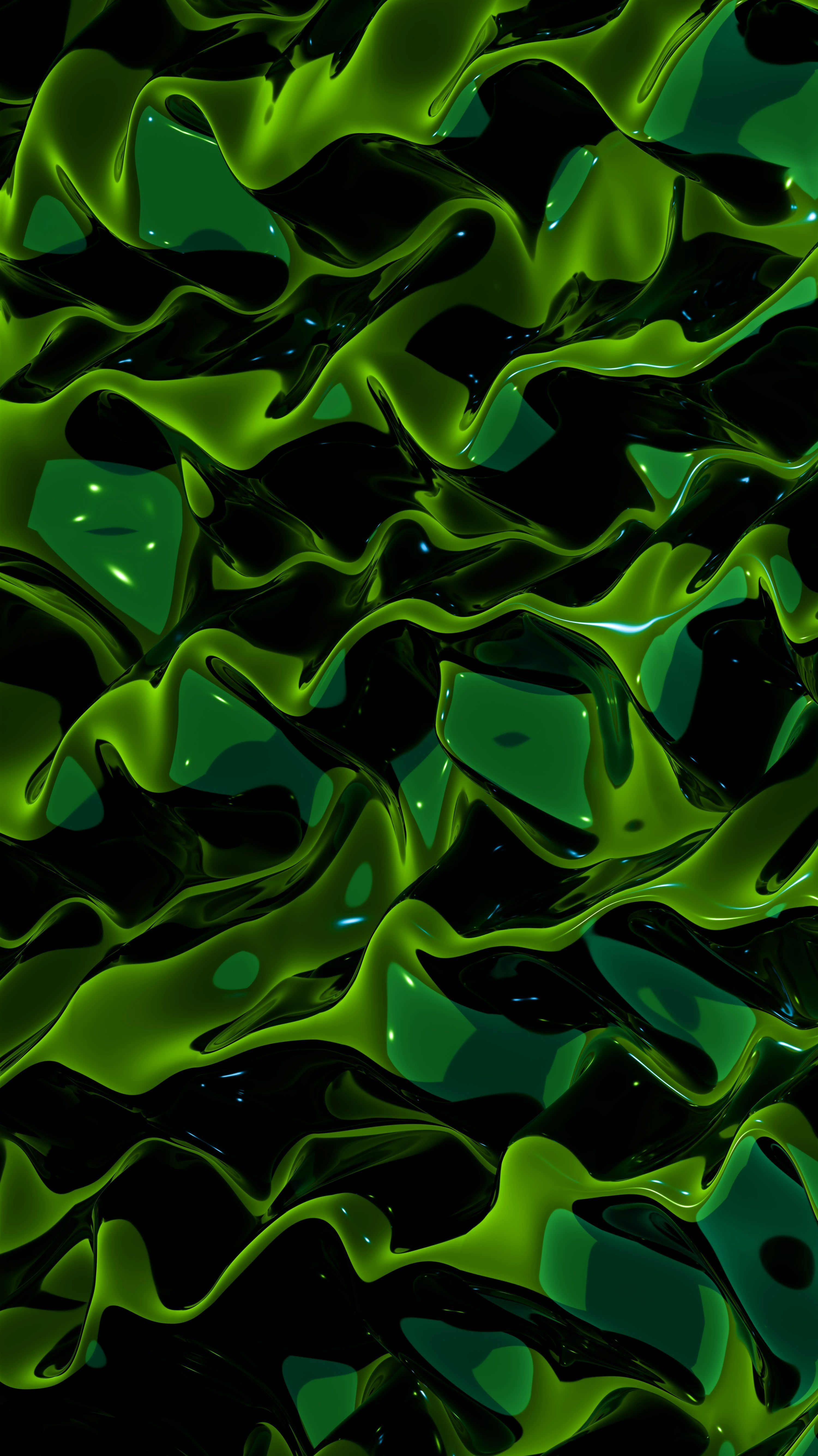 3000x5333 An abstract green and black background with wavy shapes photo