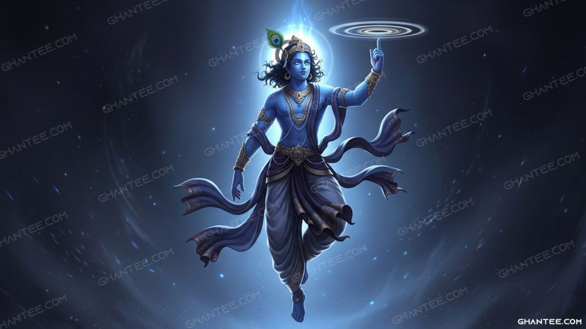 1200x675 8K Ultra HD Lord Krishna with Sudarshan Chakra Wallpaper