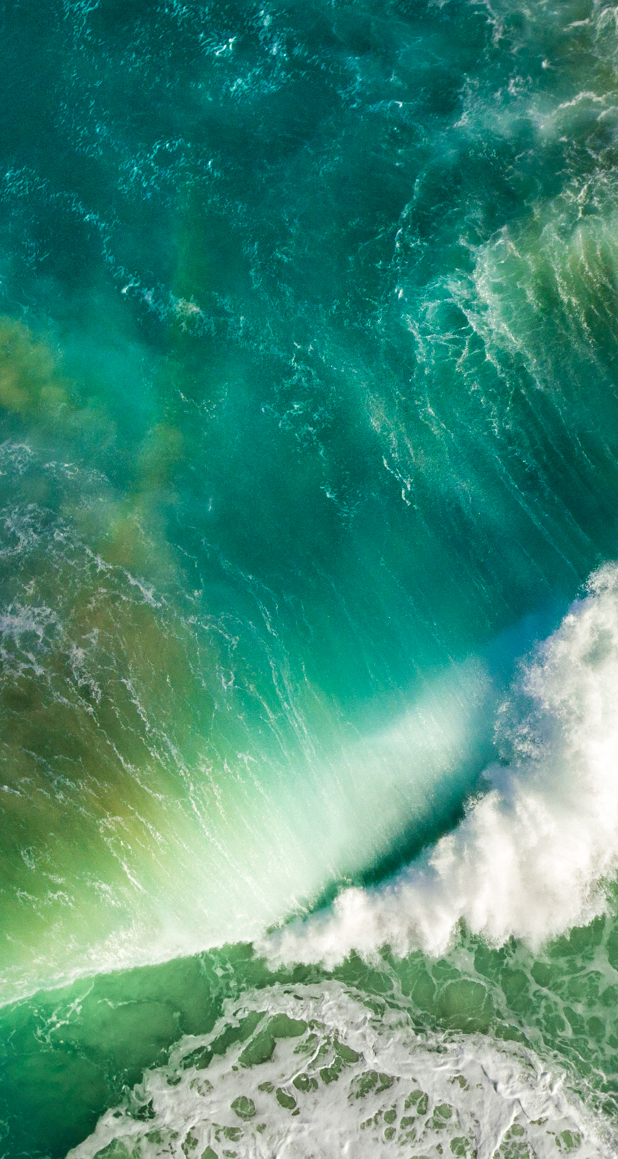 872x1634 iOS 10 Green Wave Wallpaper