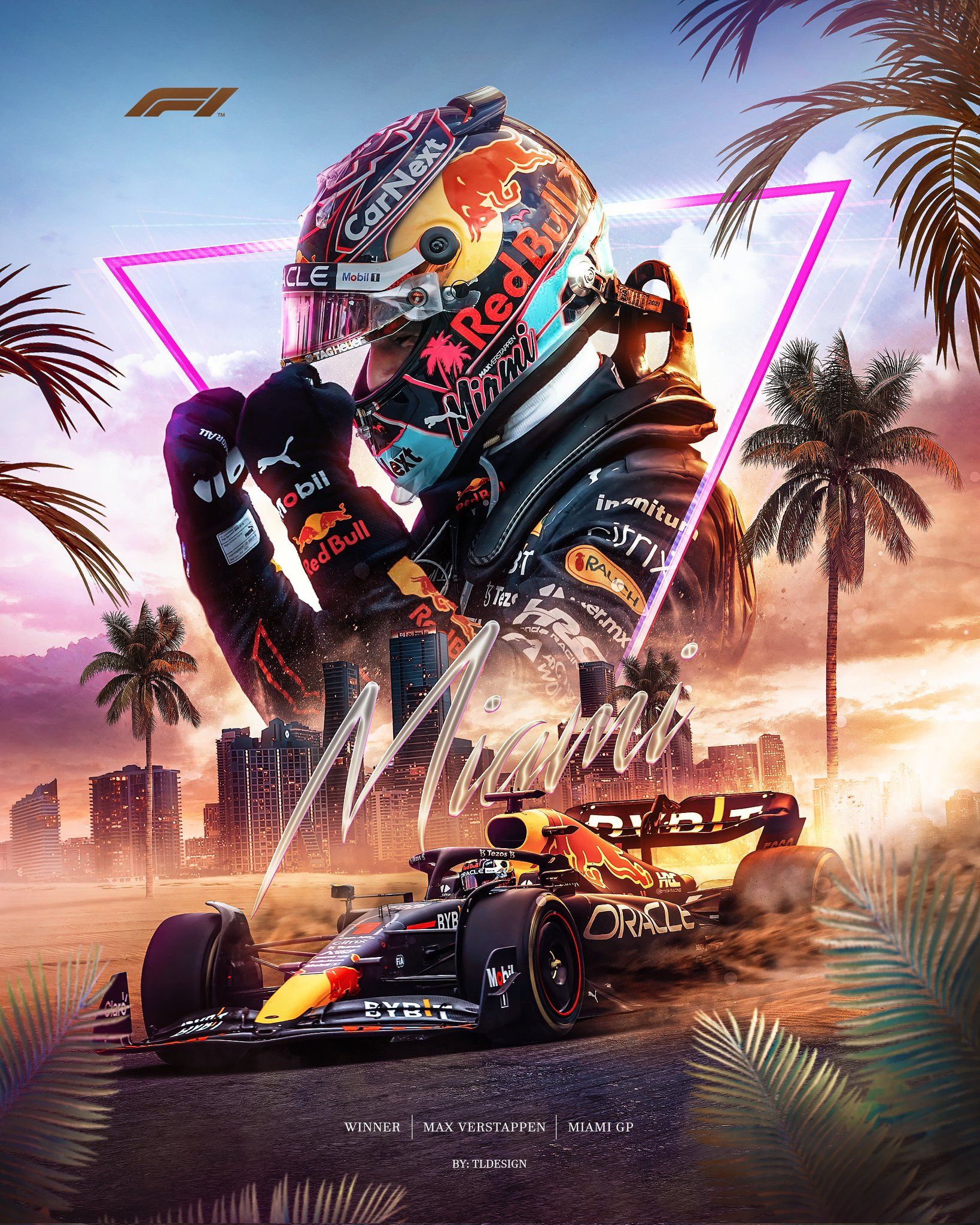 1638x2048 Max Verstappen #MiamiGP winner poster. Graphic [Twitter]