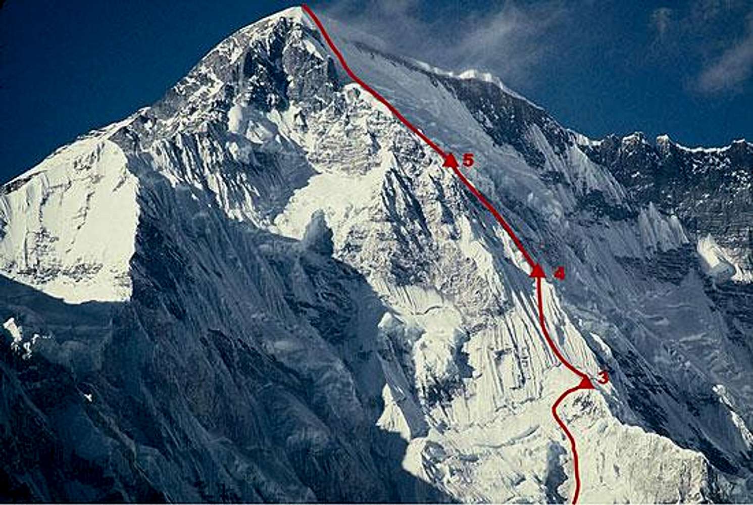 1491x1000 The 1985 winter ascent route on Cho Oyu : Photo, Diagrams & Topos