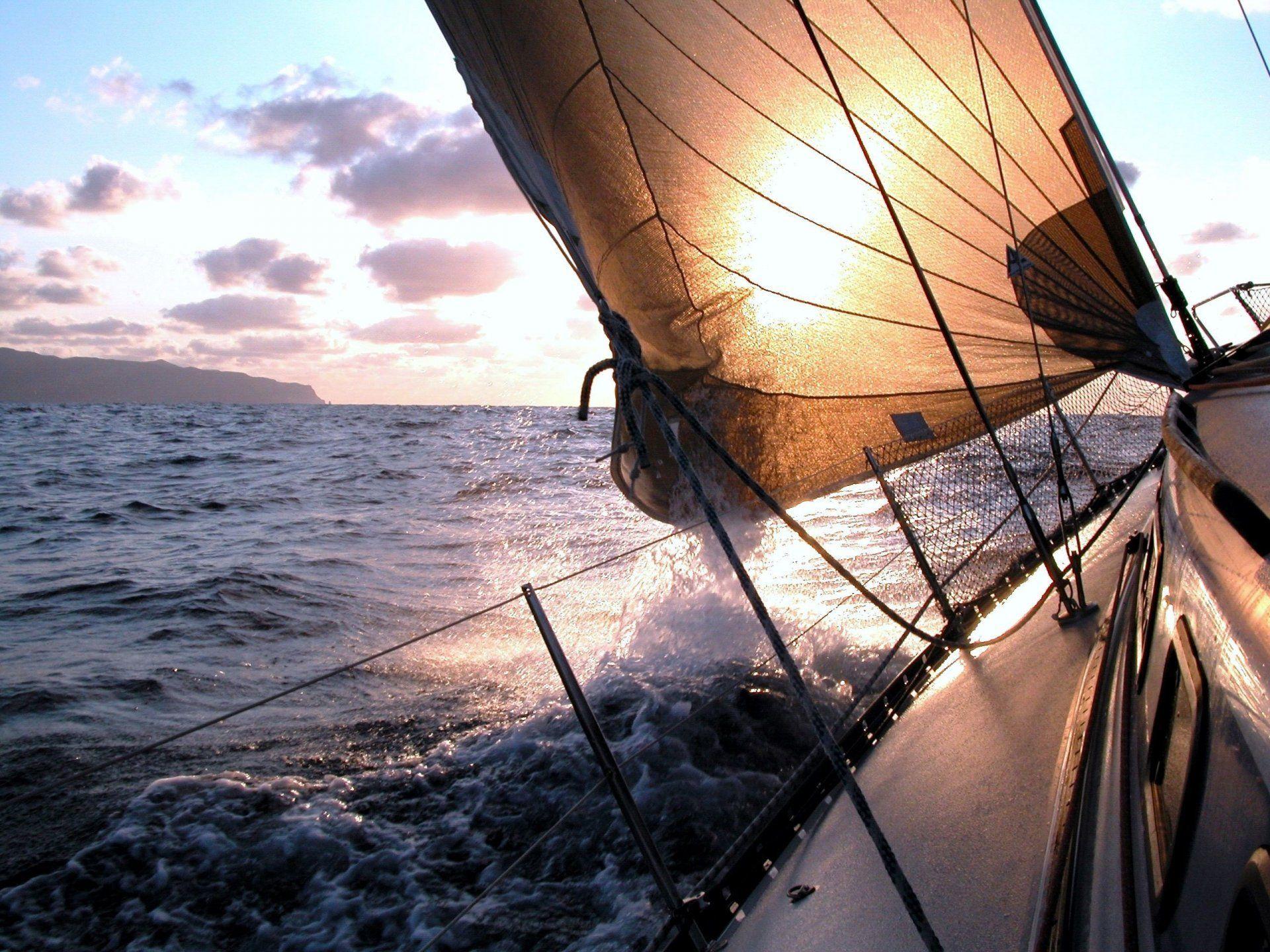 1920x1440 landscape wind ocean water sea sky waves spray foam boat yacht ship