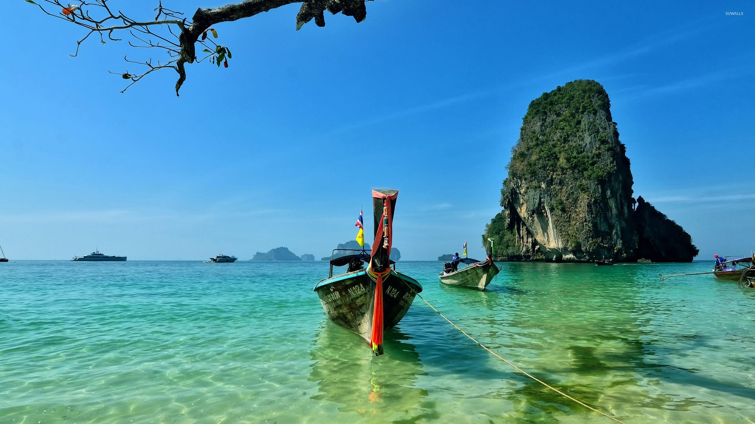 Hình nền 2560x1440 Bãi biển Railay ở Thái Lan - Hình nền bãi biển