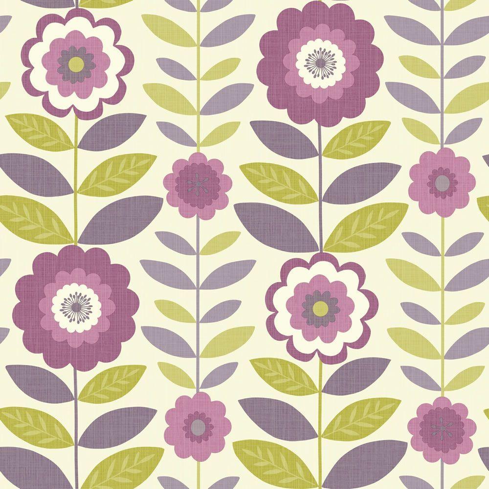 1000x1000 Arthouse Flower Power Plum & Green Wallpaper. wonderful walls