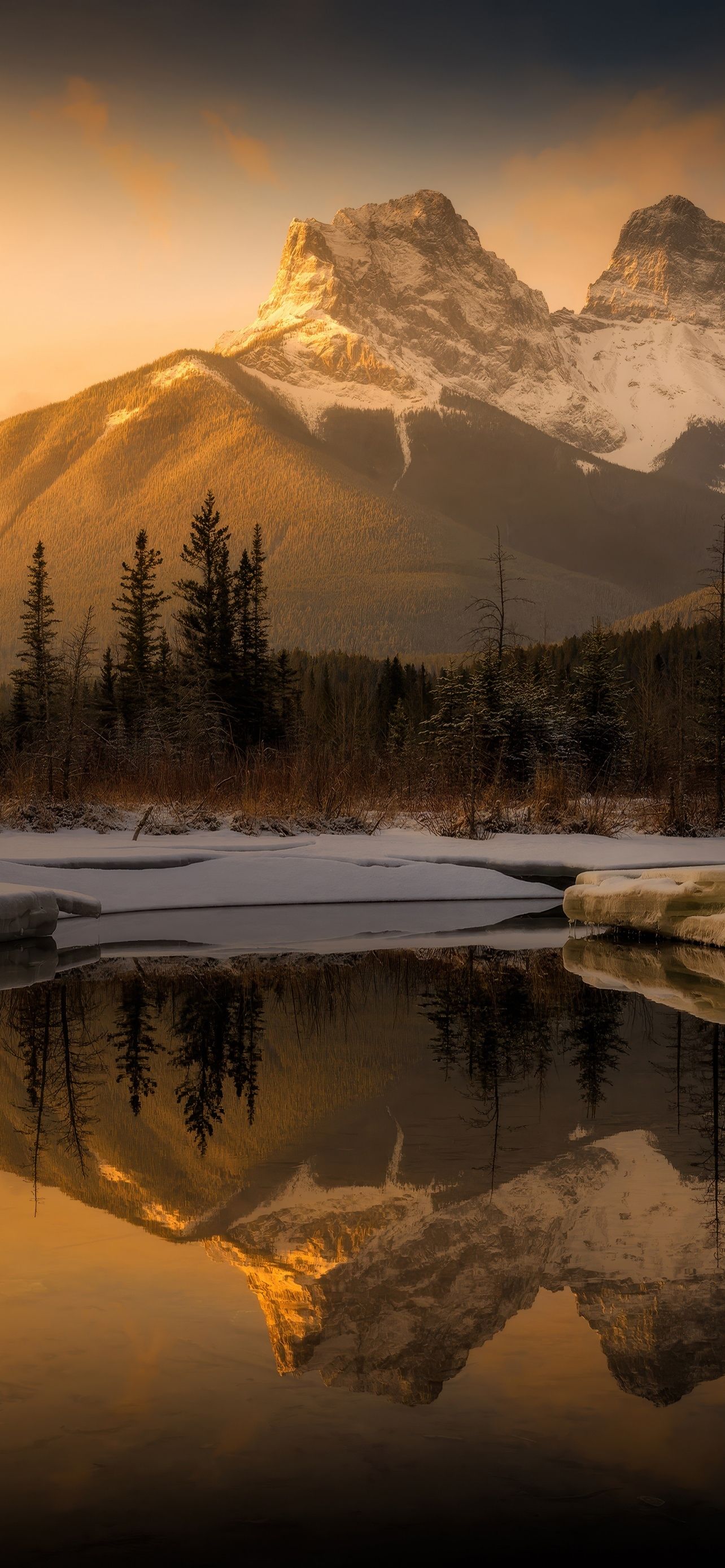 1284x2778 Three Sisters Mountains Nature Landscape 4K Most Popular Desktop Wallpaper 6K Background 8K Backdrops Screensaver Cover For IPhone And Android ULTRA HD High Resolution