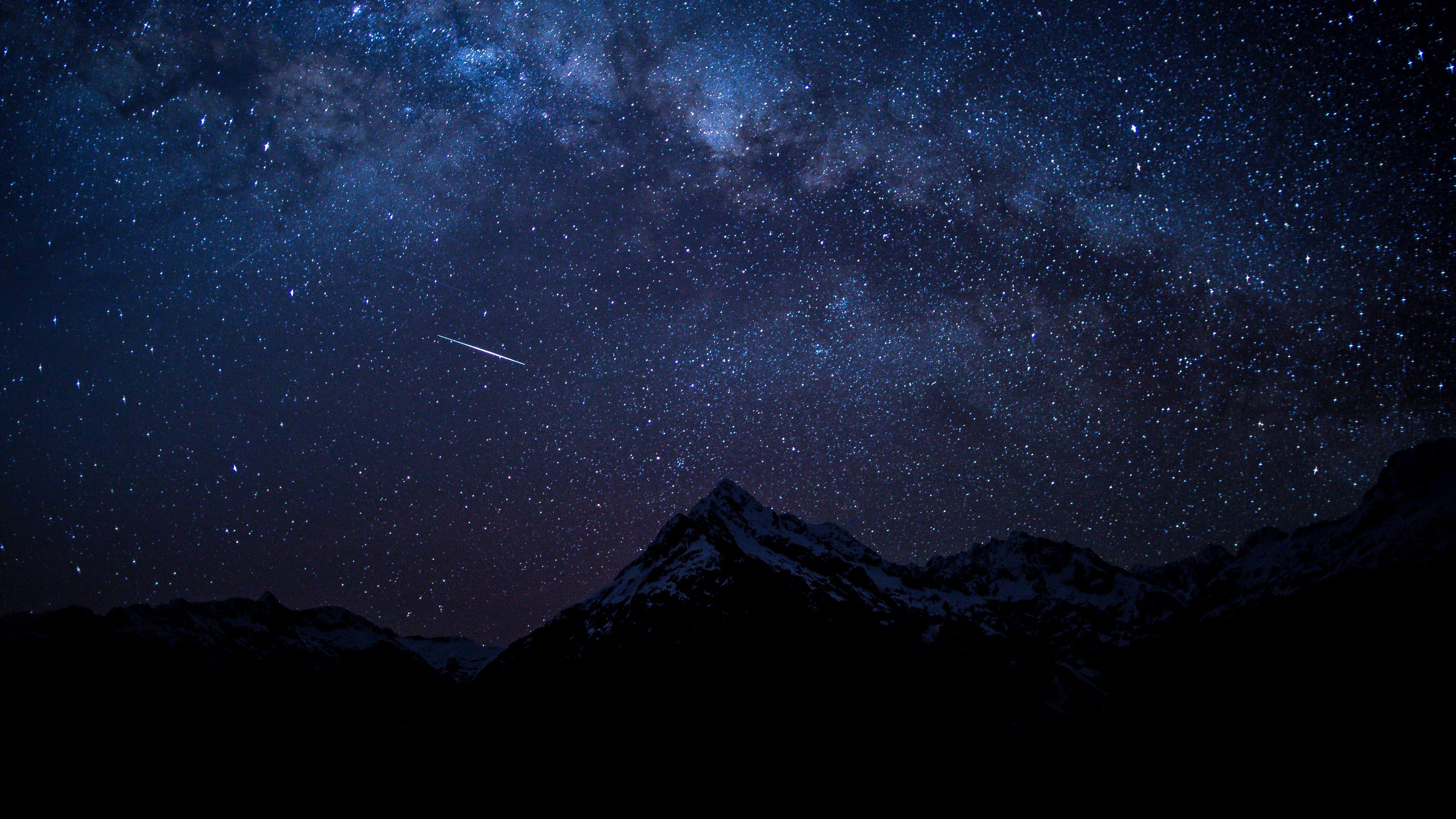 3840x2160 Download wallpaper 3840x2160 starry sky, night, mountains 4k uhd 16:9 HD background