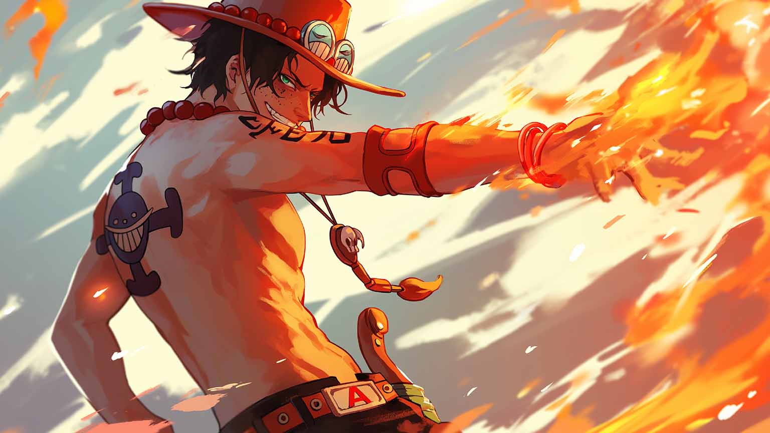 1536x864 Free One Piece Portgas D. Ace Fire Fist Desktop Wallpaper 4K
