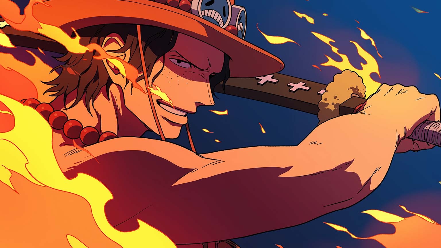1536x864 One Piece Ace Fire Fist Desktop Wallpaper Piece Wallpaper