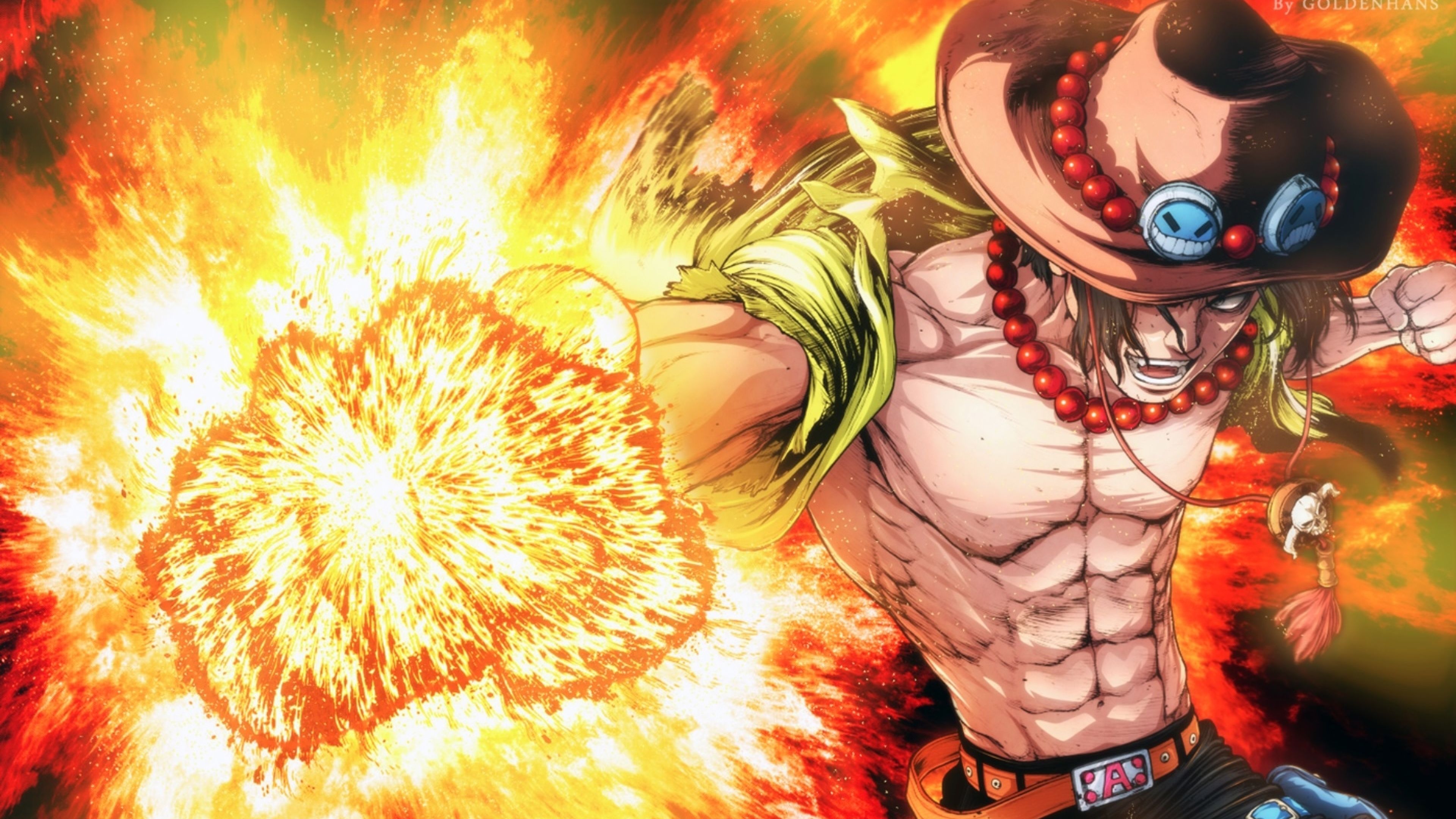 3840x2160 Portgas Ace One Piece Cool Art 4K HD Portgas Ace One Piece Wallpaper