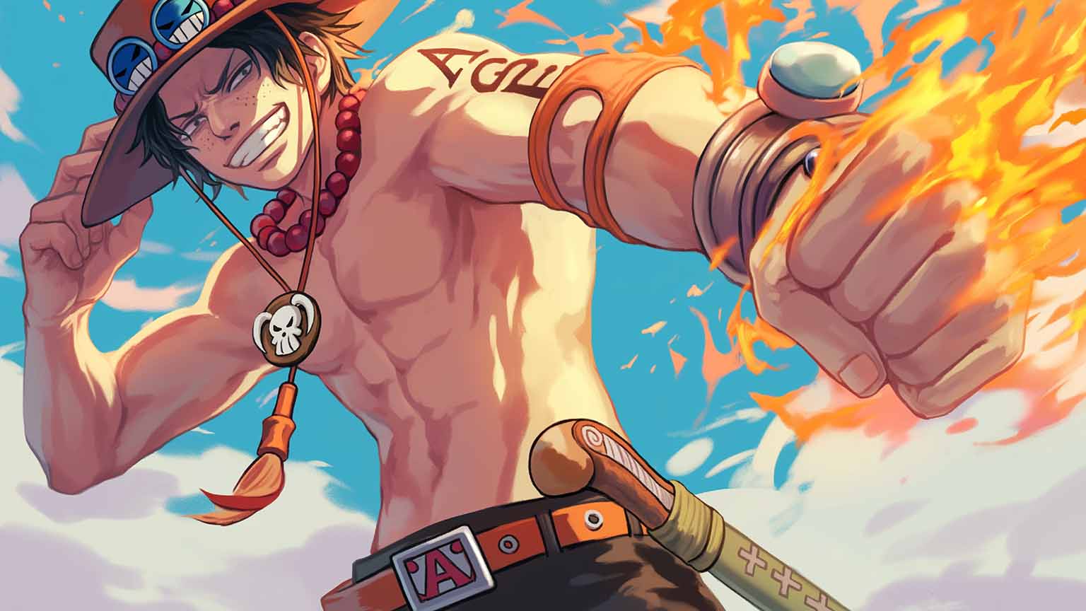1536x864 Free One Piece Portgas D. Ace Fighting Spirit Desktop Wallpaper