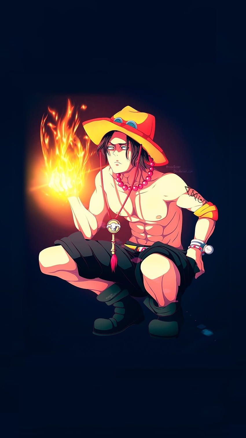 850x1511 Portgas D. Ace, one Piece, minimal HD phone wallpaper