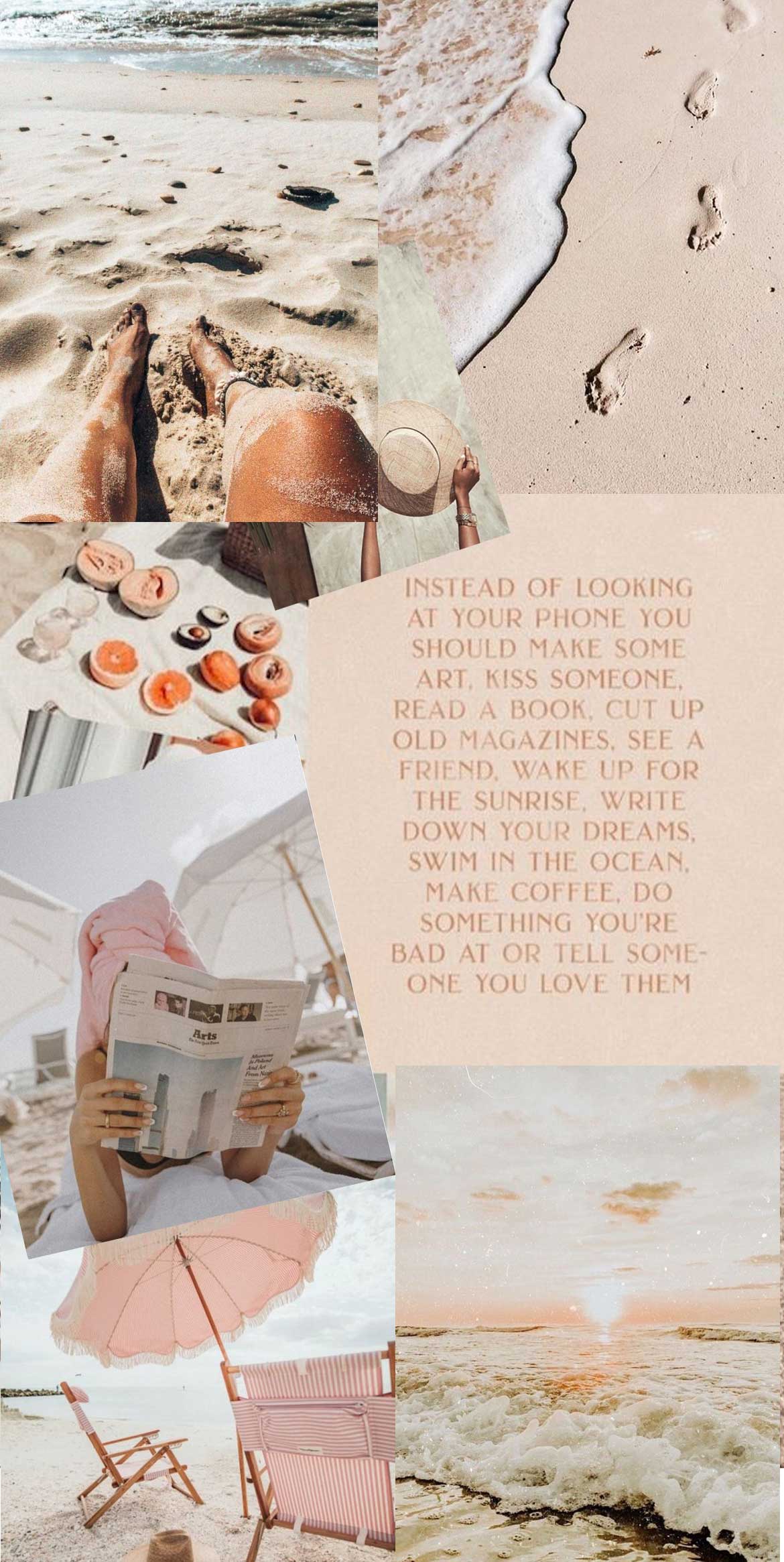 1170x2331 Aesthetic Beach Collage Wallpaper