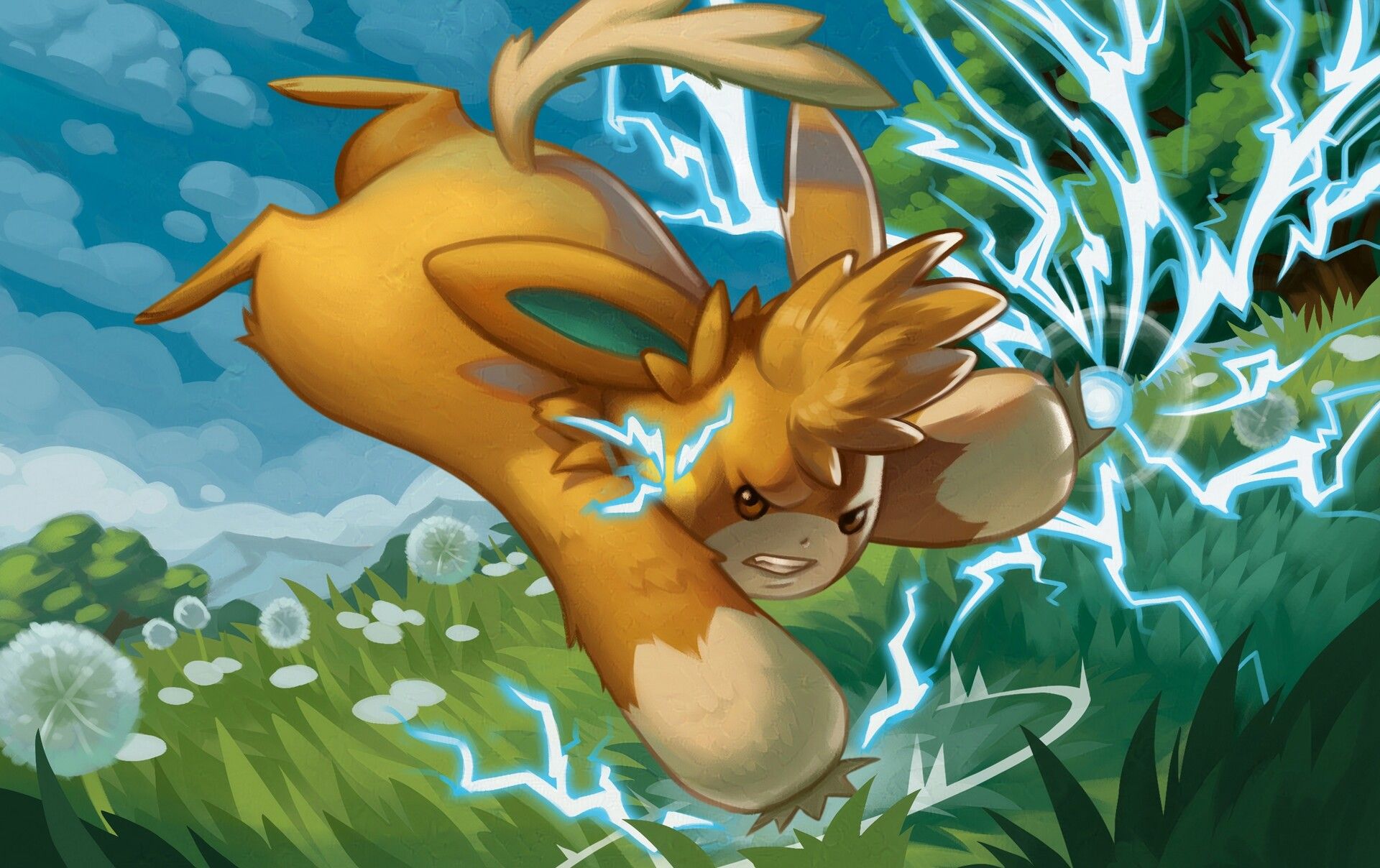 1920x1208 Pawmot Pokemon TCG Illustration