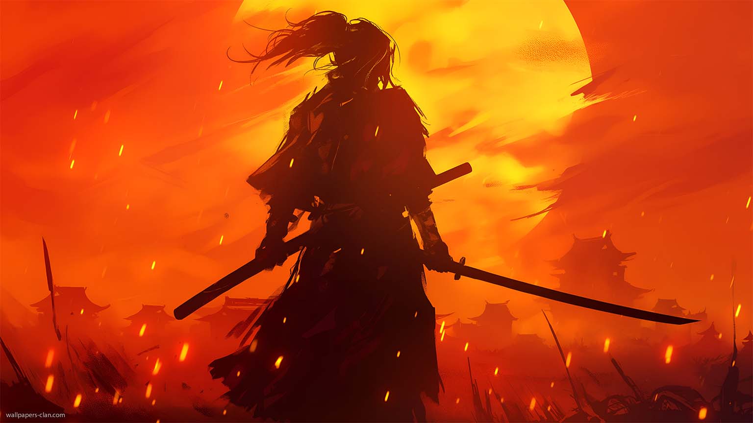 1536x864 Onimusha Samurai Sunset Shadow Desktop Wallpaper 4K