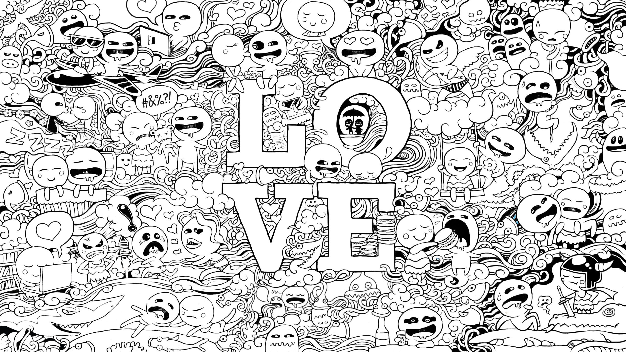 2560x1440 Wallpaper Freebie for February 2013: LOVE Doodles