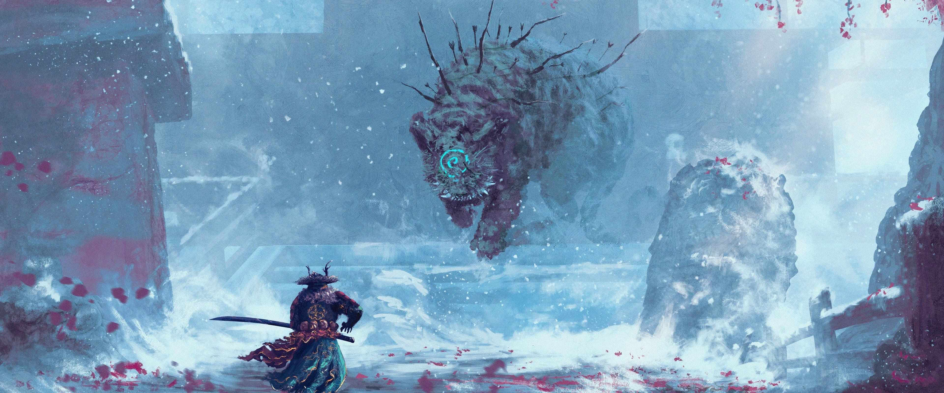 3840x1600 Fantasy Samurai Desktop Wallpaper 111849