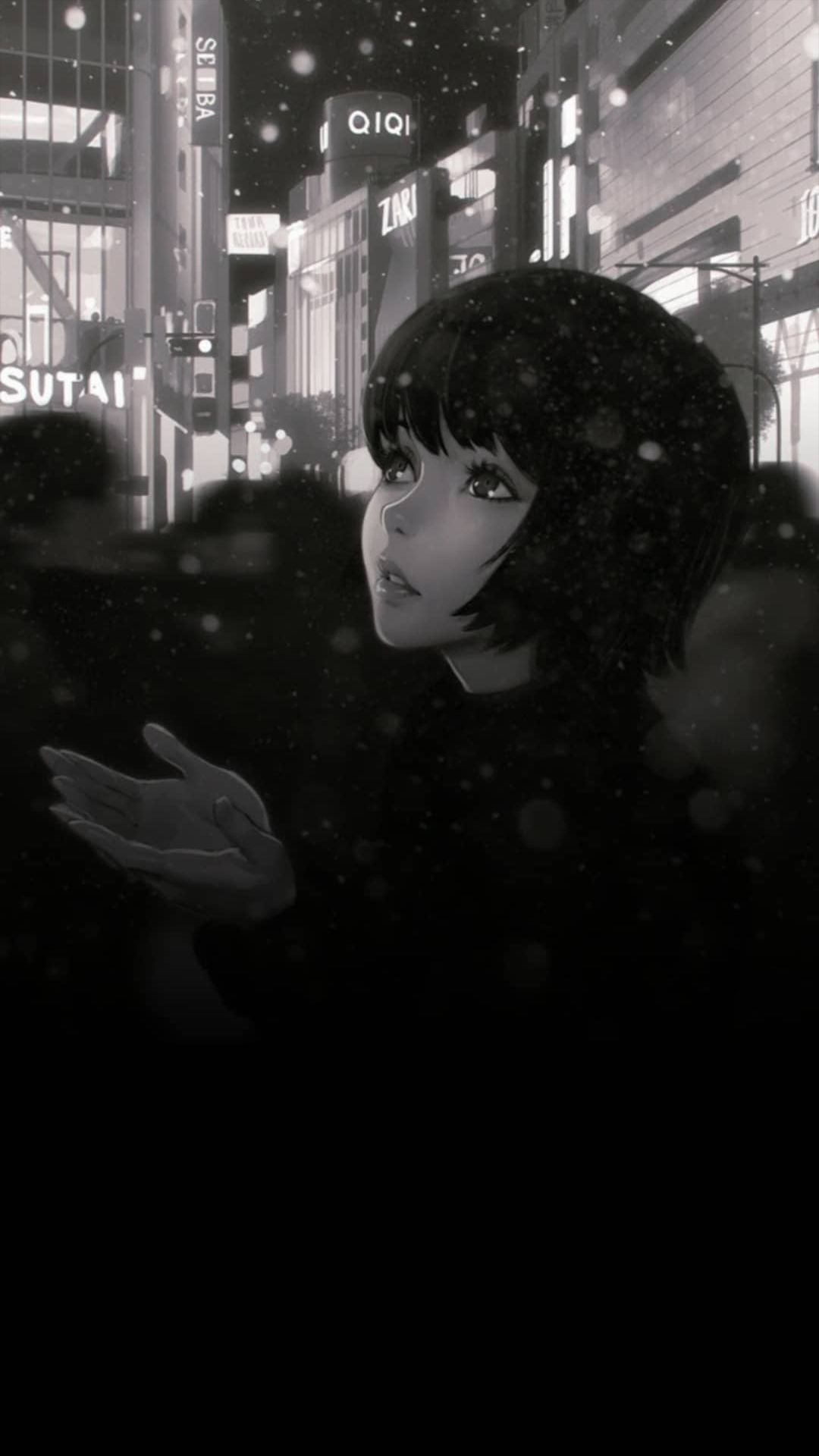 1080x1920 Anime girl wallpaper black and white Mobile Walls