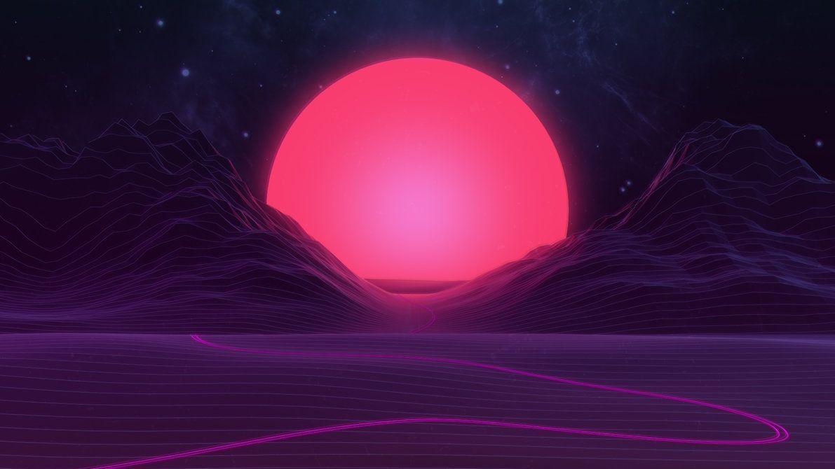 1191x670 Neon Sunset by AxiomDesign #synthwave #outrun s. Aesthetic