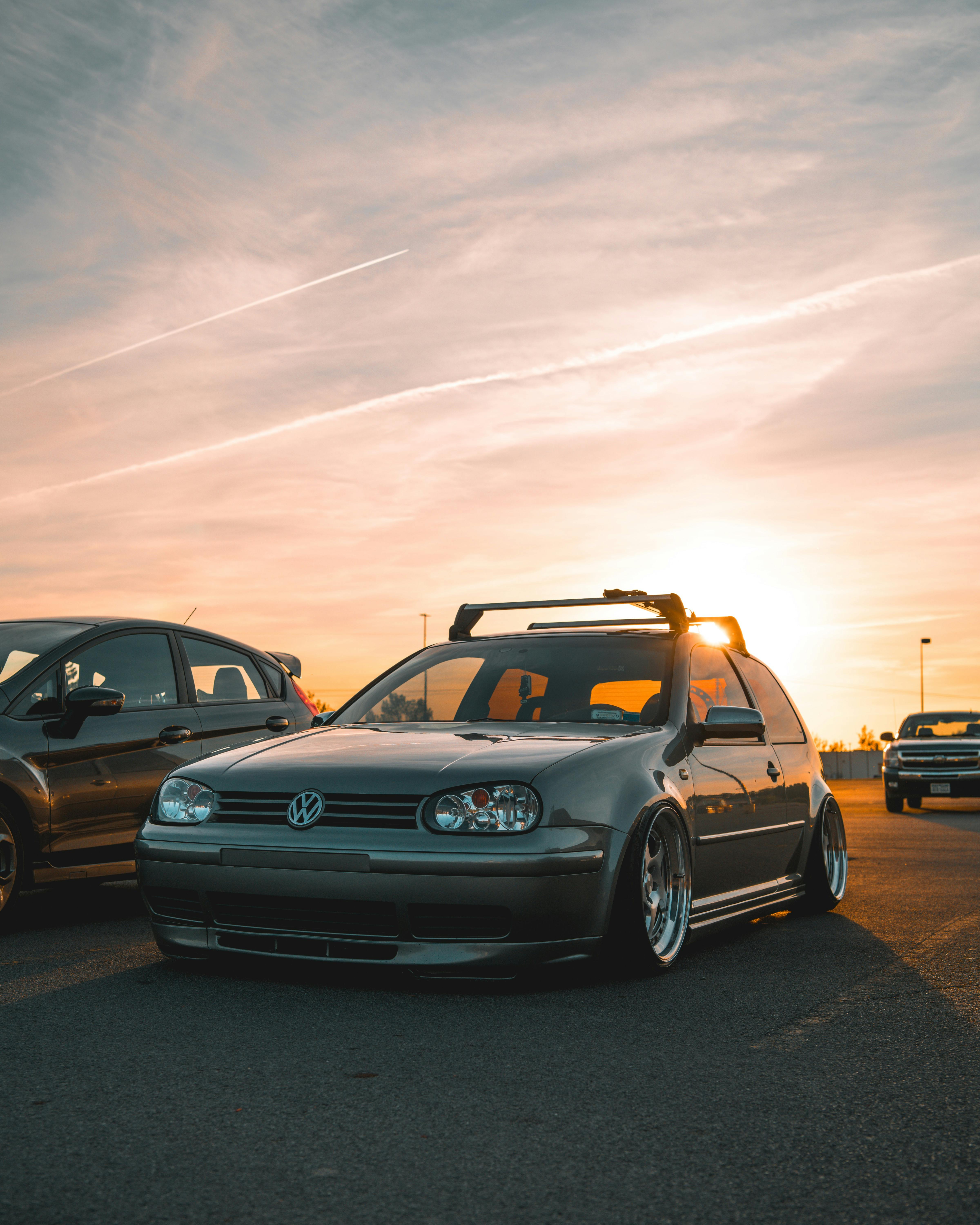 4800x6000 Modified Volkswagen Golf IV on a Parking Lot at Sunset · Free